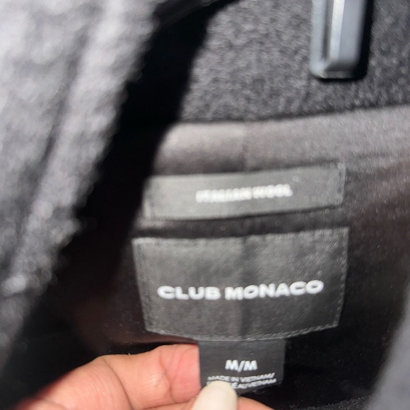 EUC CLUB MONACO SIZE M WOOL COAT WITH LEATHER SLEEVE DETAIL - Picture 4 of 5